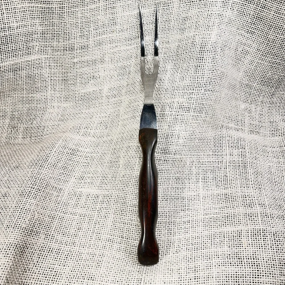 Cutco No 1027 Carving Fork Brown‎ Handle Made in USA Kitchen Utensil